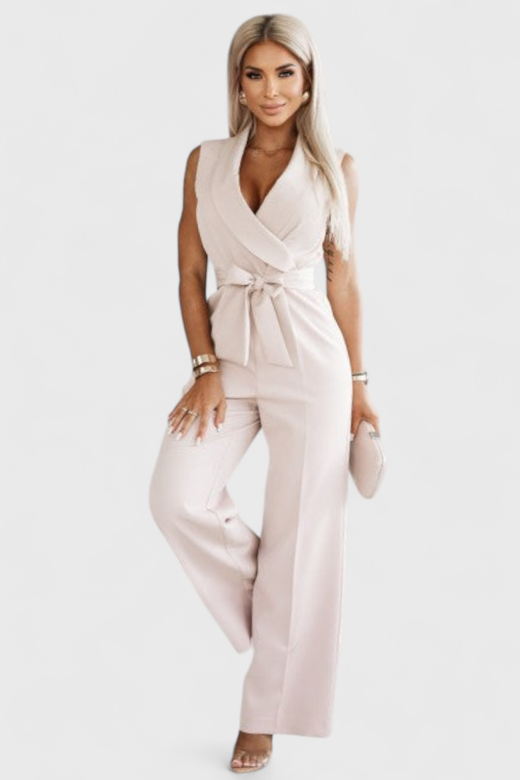 Montserrat Mono Elegante sin Mangas con Lazo y Caída Fluida