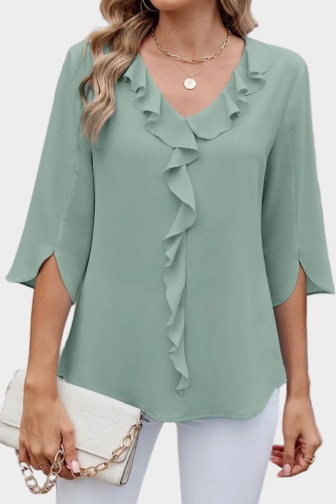 Helle | Blusa con Detalles de Volantes