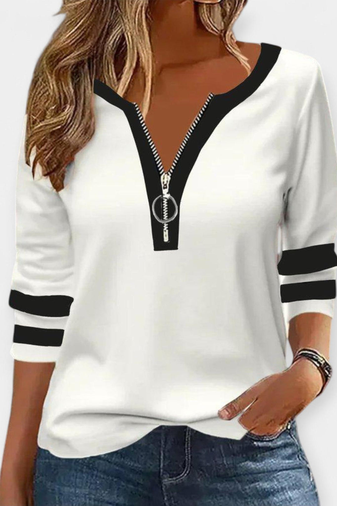Ida | Camiseta de manga larga con cierre de cremallera