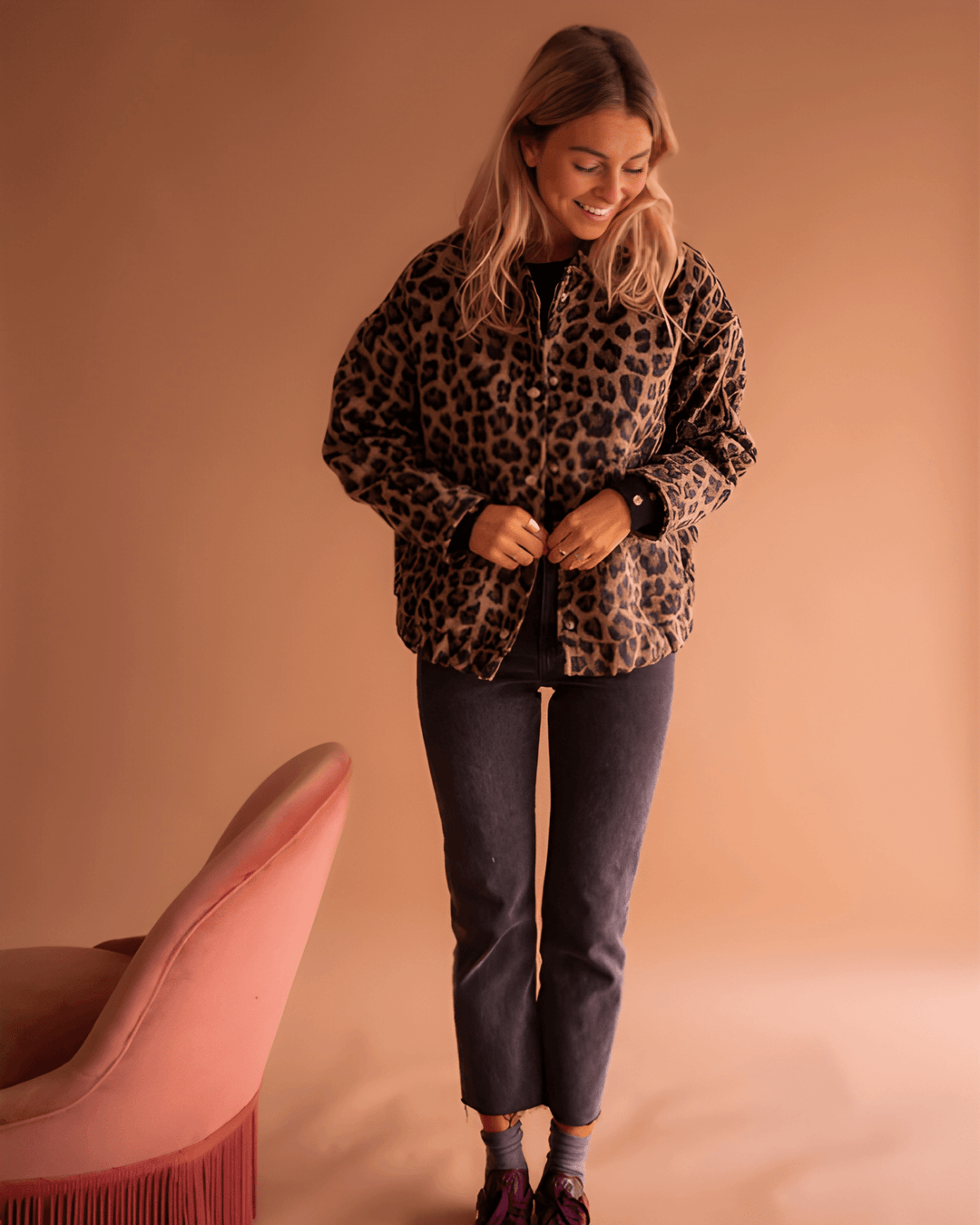 Leona | Chaqueta Bomber con Estampado de Leopardo