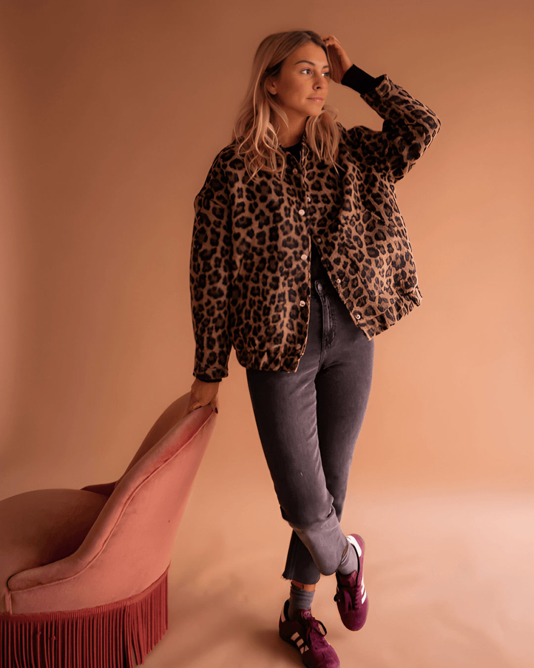 Leona | Chaqueta Bomber con Estampado de Leopardo