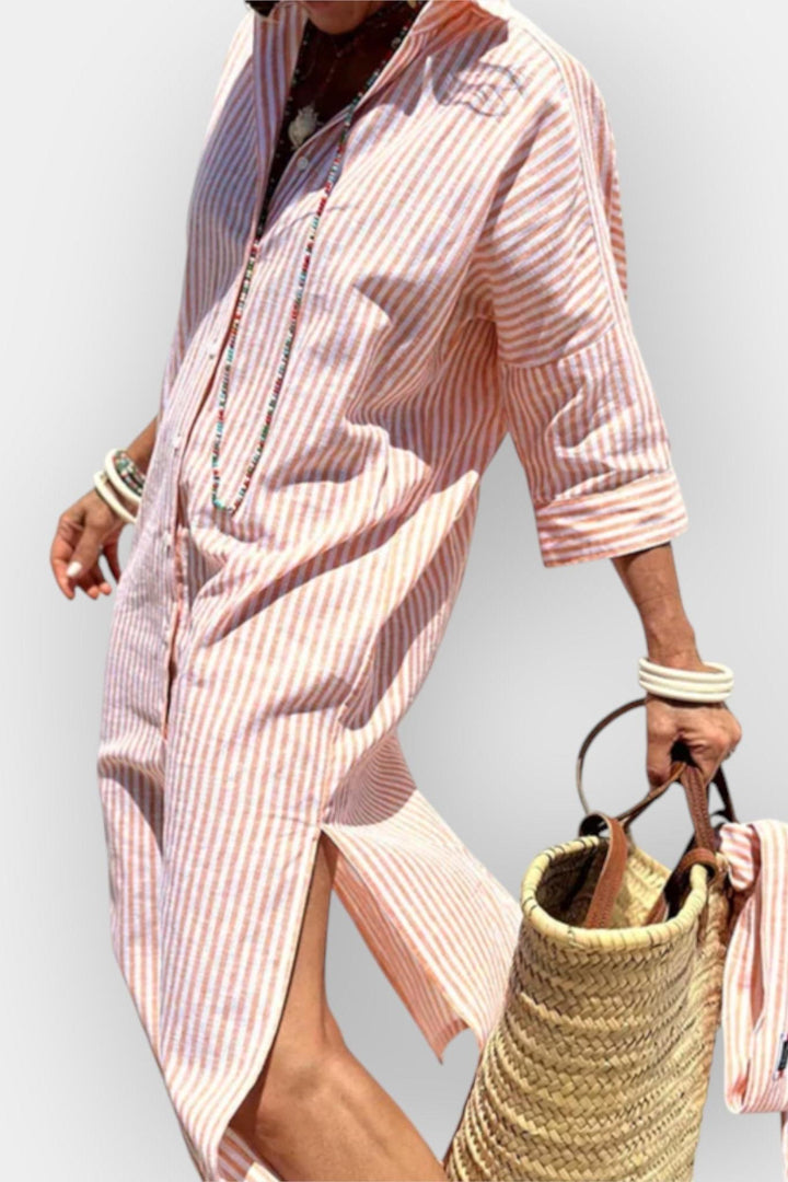 Luna | Vestido Camisero Rayado