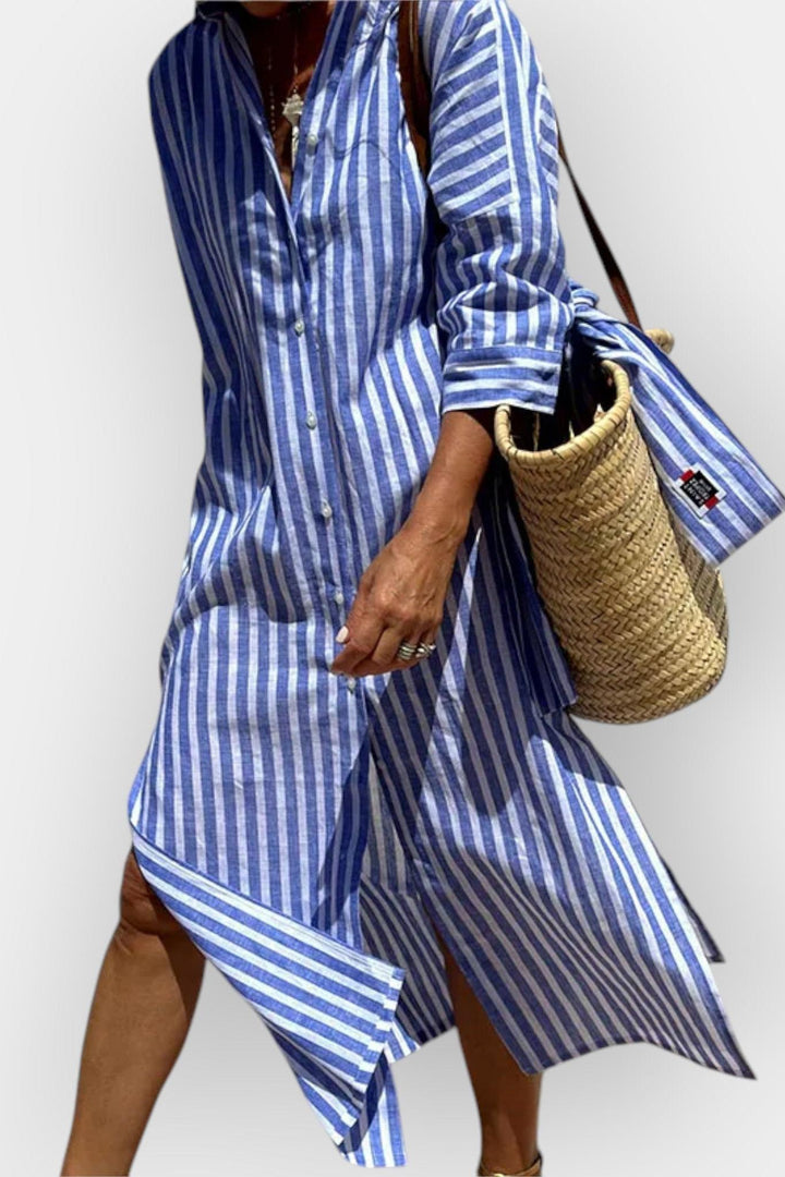 Luna | Vestido Camisero Rayado