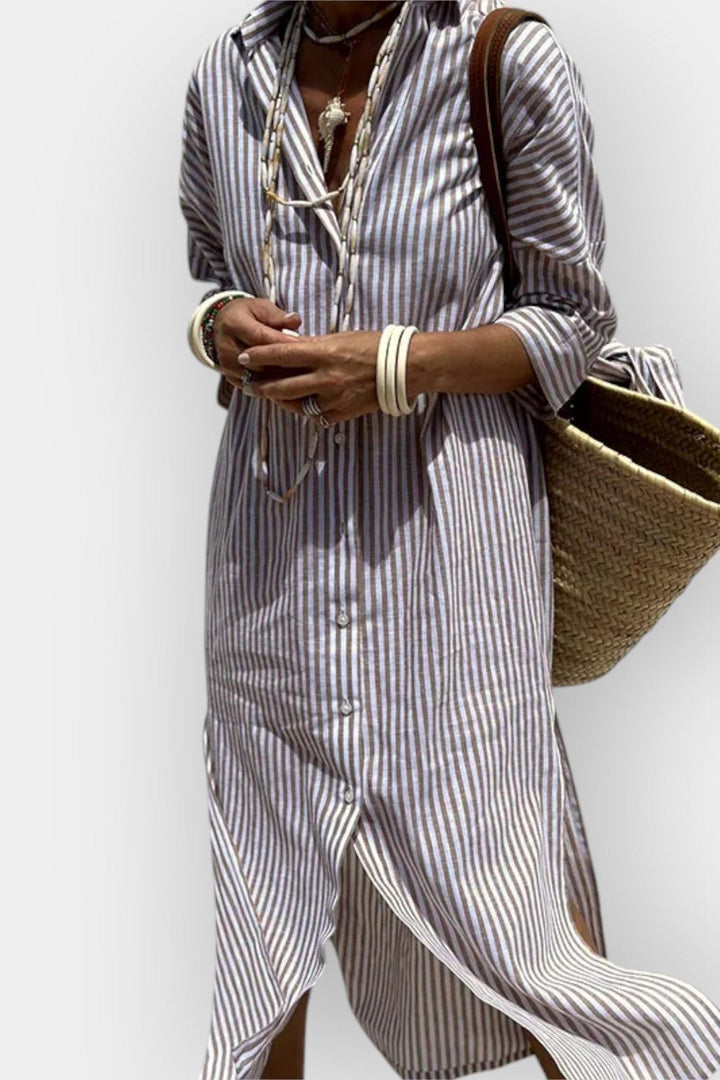 Luna | Vestido Camisero Rayado