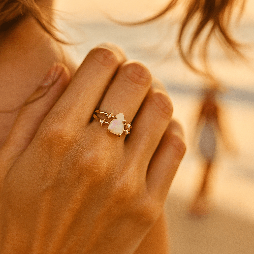 Nora | Elegante anillo de plata con piedra lunar que ilumina tu estilo y resalta tu belleza