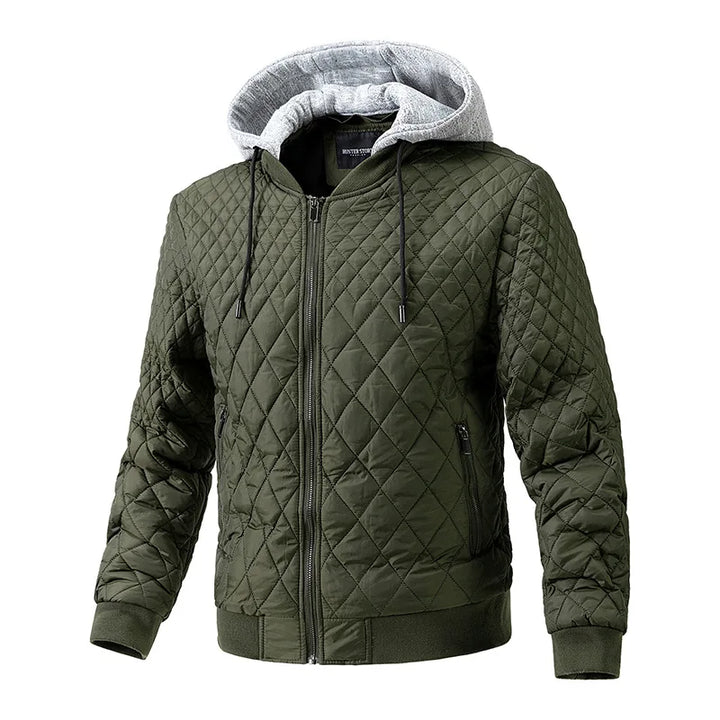 Diamond Quilted Bomber Hoodie
