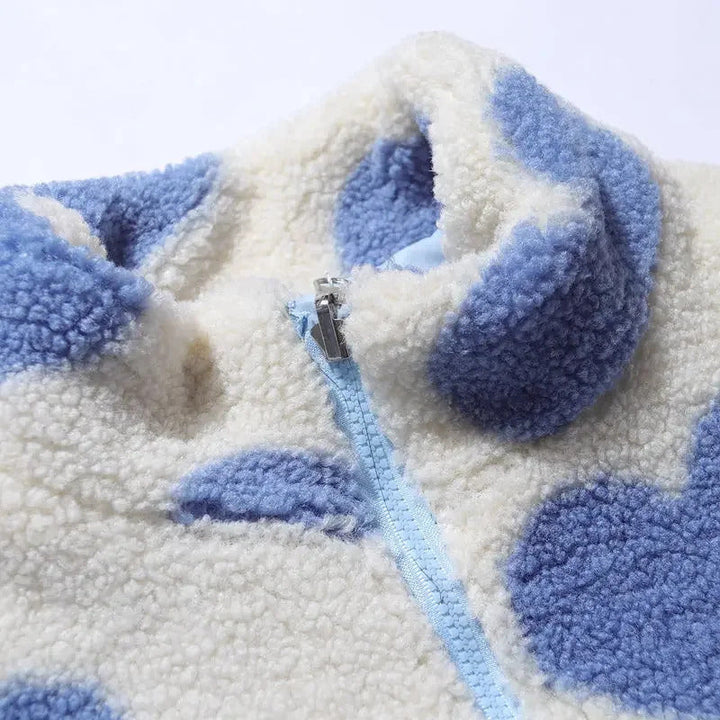 Ida - elegante chaqueta reversible con romántico estampado de corazones