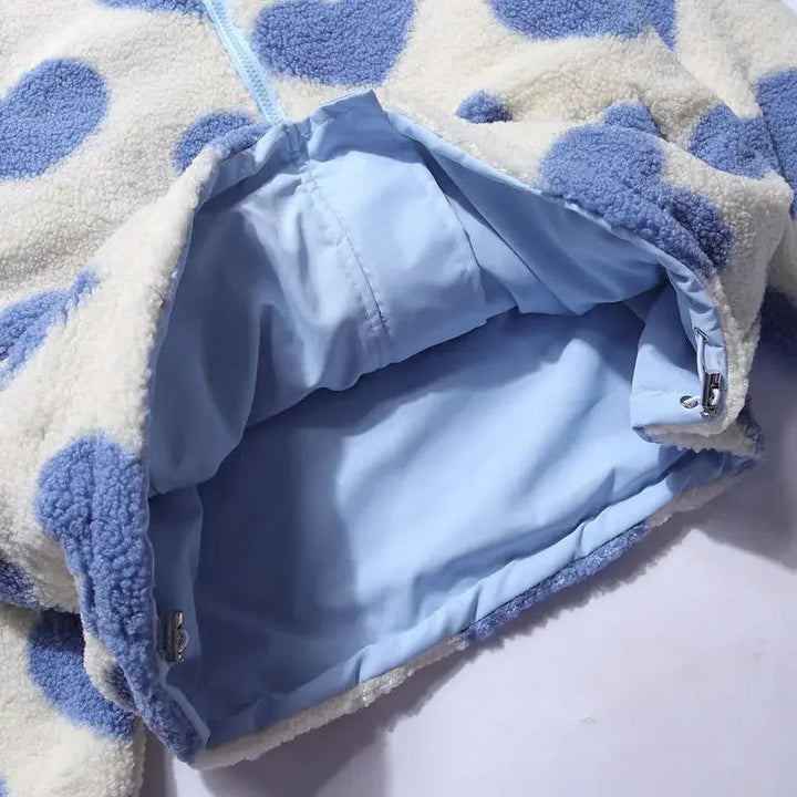 Ida - elegante chaqueta reversible con romántico estampado de corazones